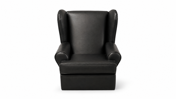 QUEEN ANNE ARMCHAIR BLACK VINYL