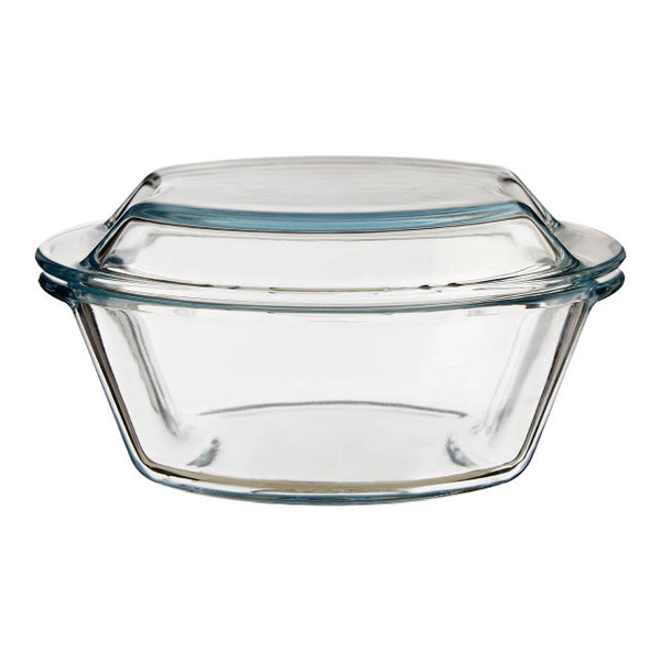 Ovenproof glass casserole with lid